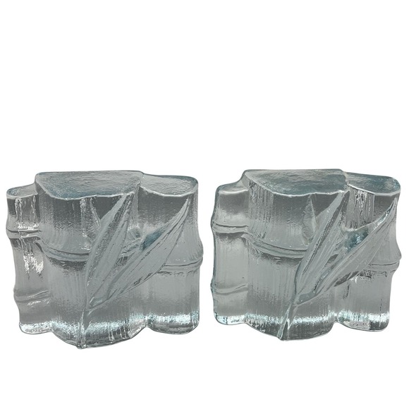 Pair of VintageBlenko Glass Bamboo Bookends MCM